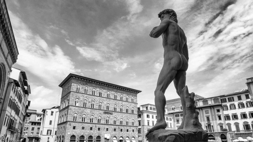 statue de david à florence, place della signoria en toscane