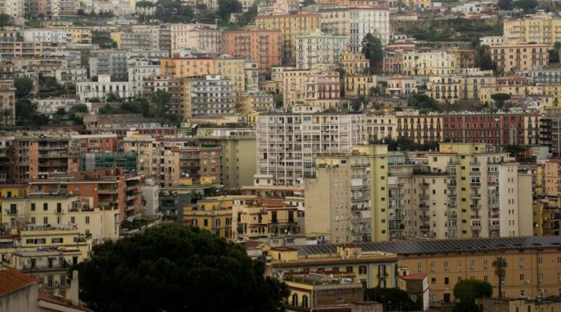 A vibrant aerial view of Naples's diverse architecture, capturing the city's essence.